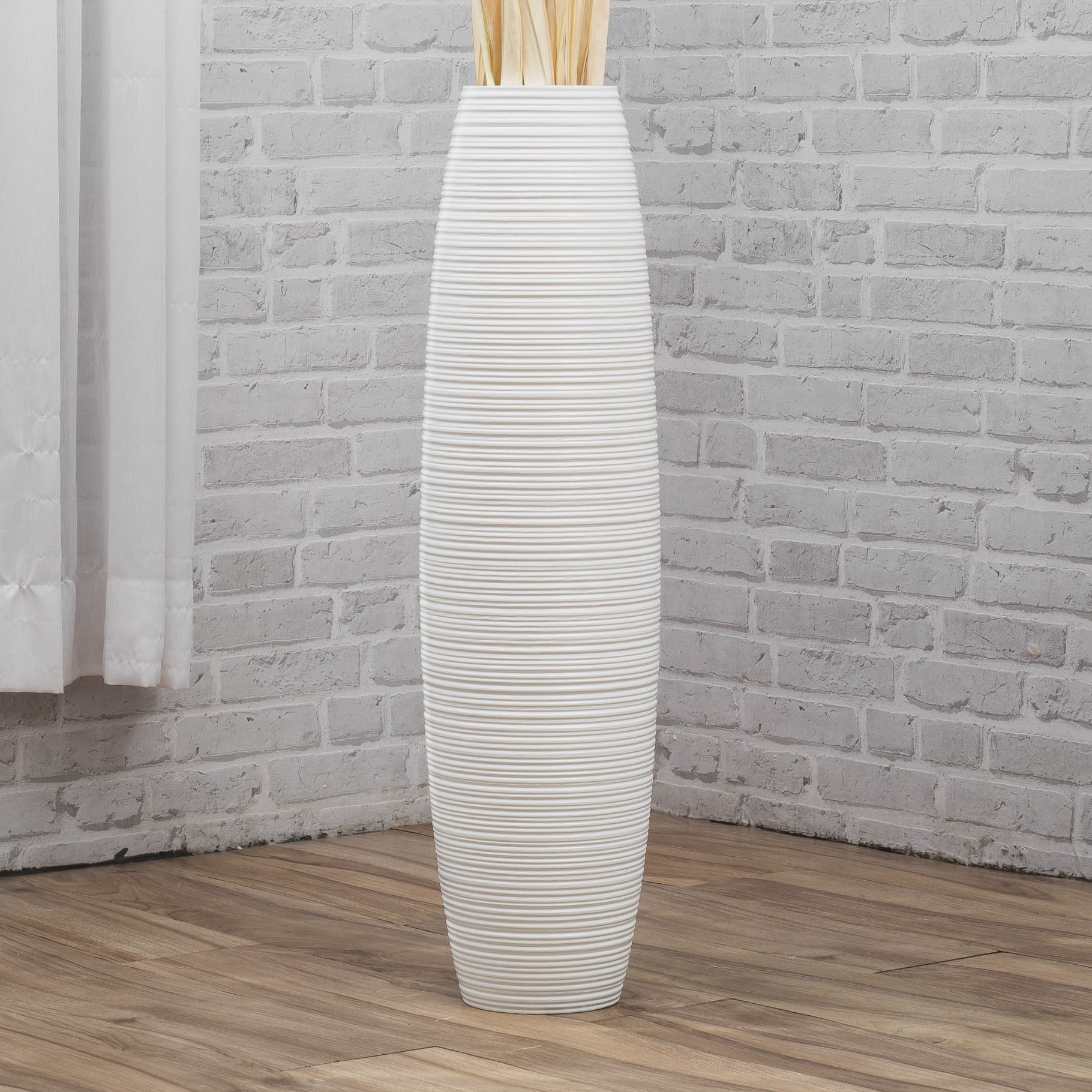 Large Mango Wood Floor Vase – Handcrafted Decorative Highlight from Thailand, 85 cm