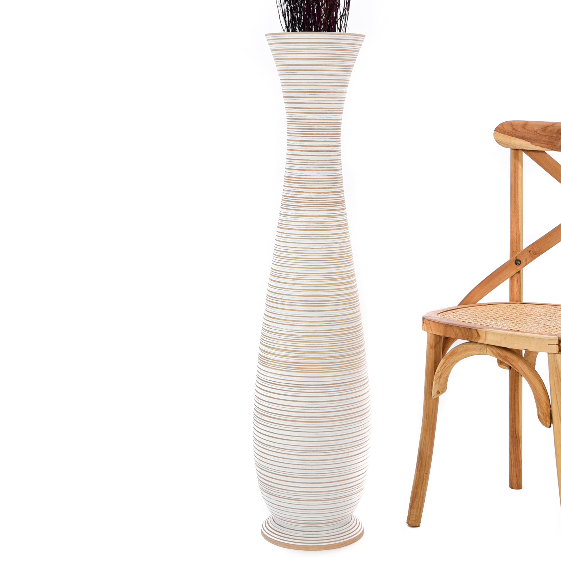 Large Mango Wood Floor Vase – Handcrafted Decorative Highlight from Thailand, 105 cm