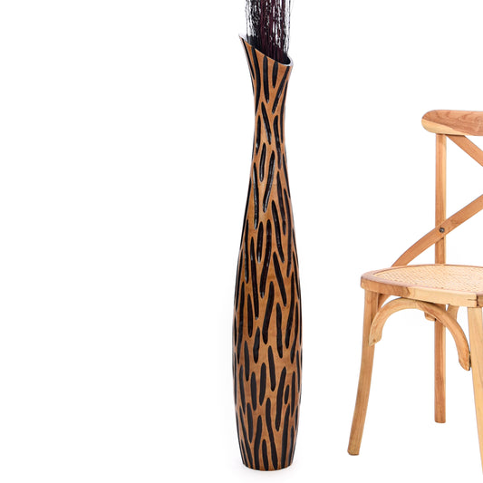 Large Mango Wood Floor Vase – Handcrafted Decorative Highlight from Thailand, 105 cm