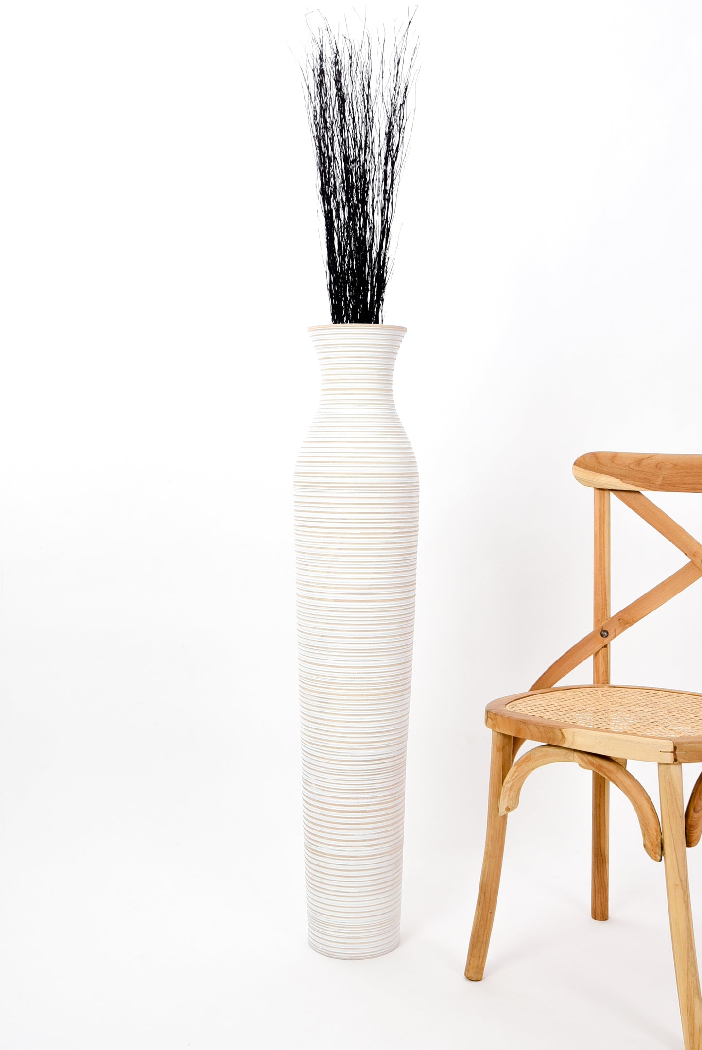 Large Mango Wood Floor Vase – Handcrafted Decorative Highlight from Thailand, 105 cm
