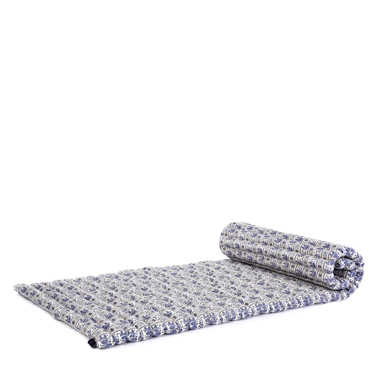 Kapok Roll-Up Mattress – Foldable Sleeping & Relax Mat with Cotton Cover for Home & Outdoor Use, El1 - Blue, M: 190x70 cm