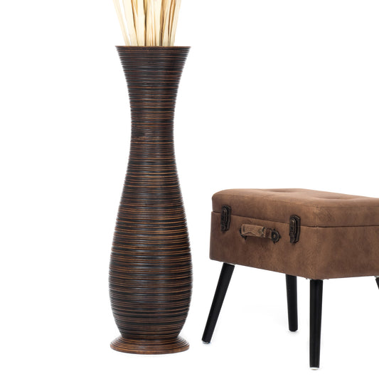 Large Mango Wood Floor Vase – Handcrafted Decorative Highlight from Thailand, 85 cm