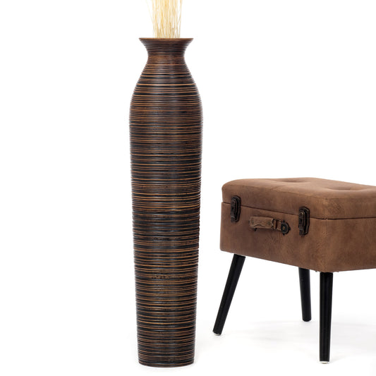 Large Mango Wood Floor Vase – Handcrafted Decorative Highlight from Thailand, 85 cm