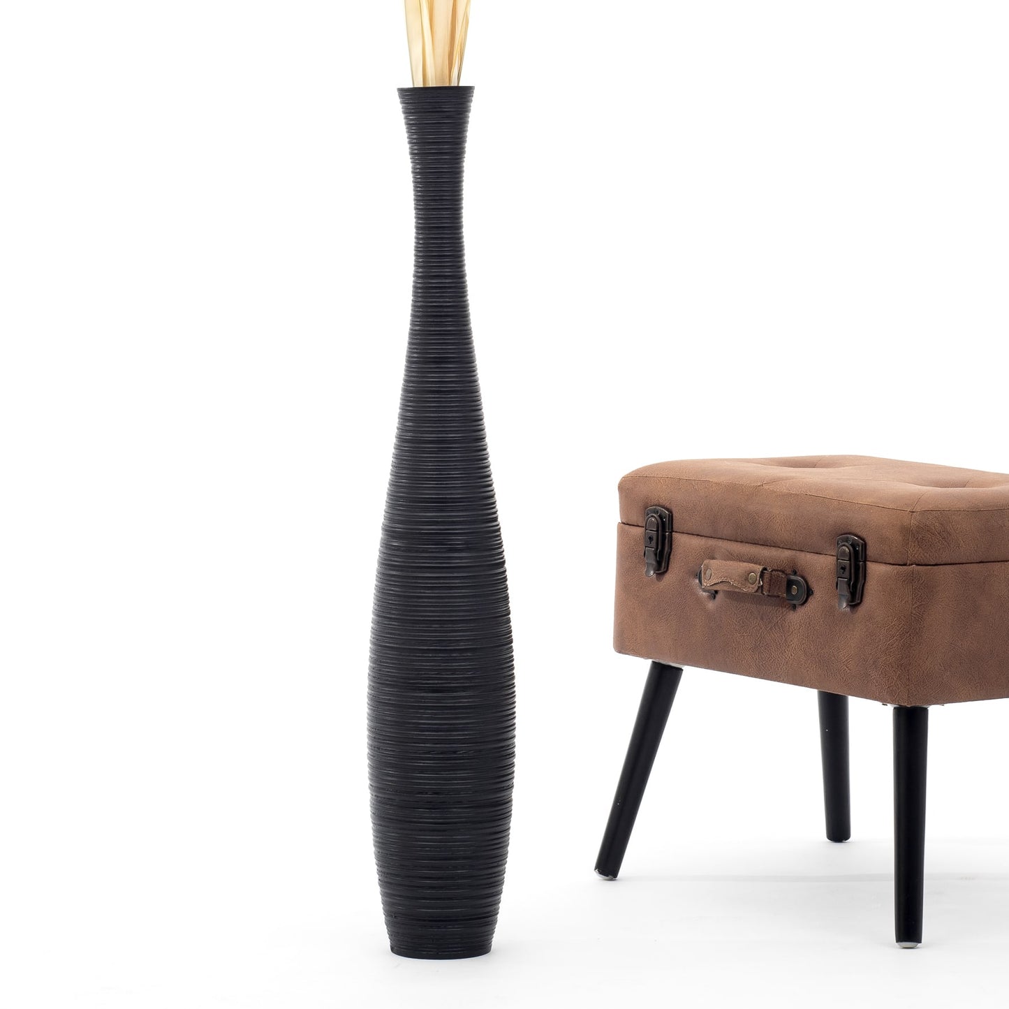 Large Mango Wood Floor Vase – Handcrafted Decorative Highlight from Thailand, 85 cm