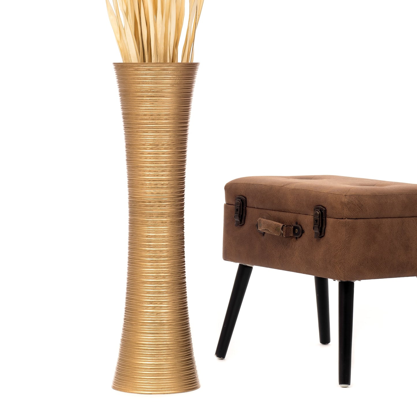 Large Mango Wood Floor Vase – Handcrafted Decorative Highlight from Thailand, 65 cm
