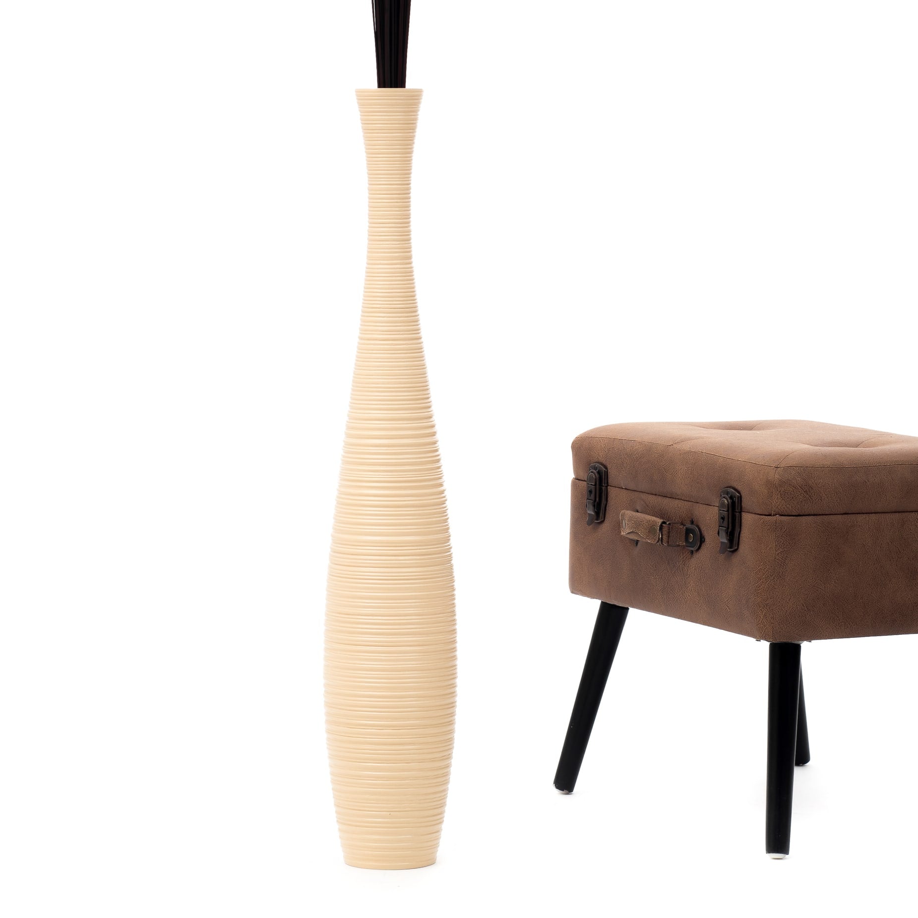 Large Mango Wood Floor Vase – Handcrafted Decorative Highlight from Thailand, 85 cm