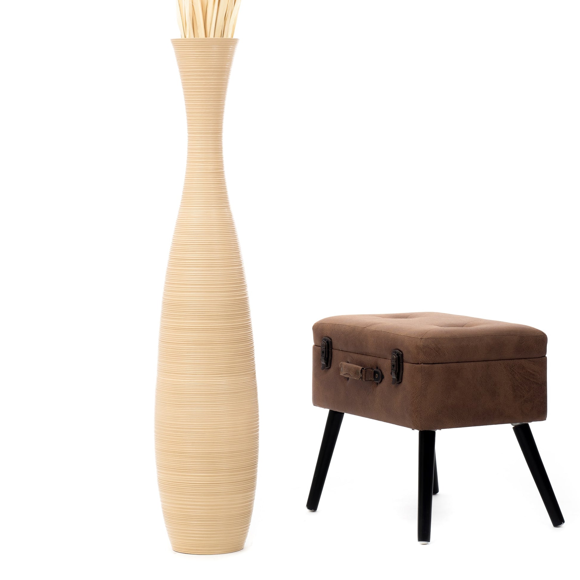 Large Mango Wood Floor Vase – Handcrafted Decorative Highlight from Thailand, 105 cm