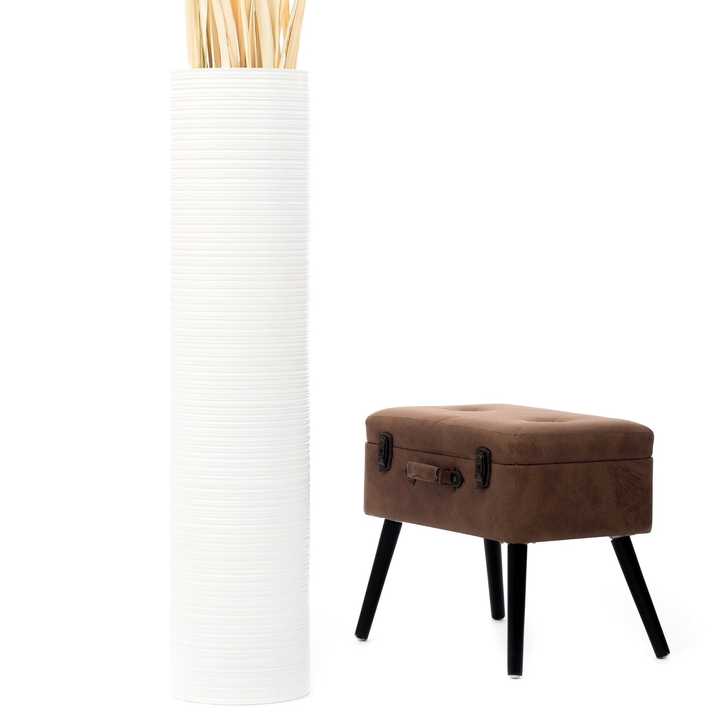 Large Mango Wood Floor Vase – Handcrafted Decorative Highlight from Thailand, 105 cm