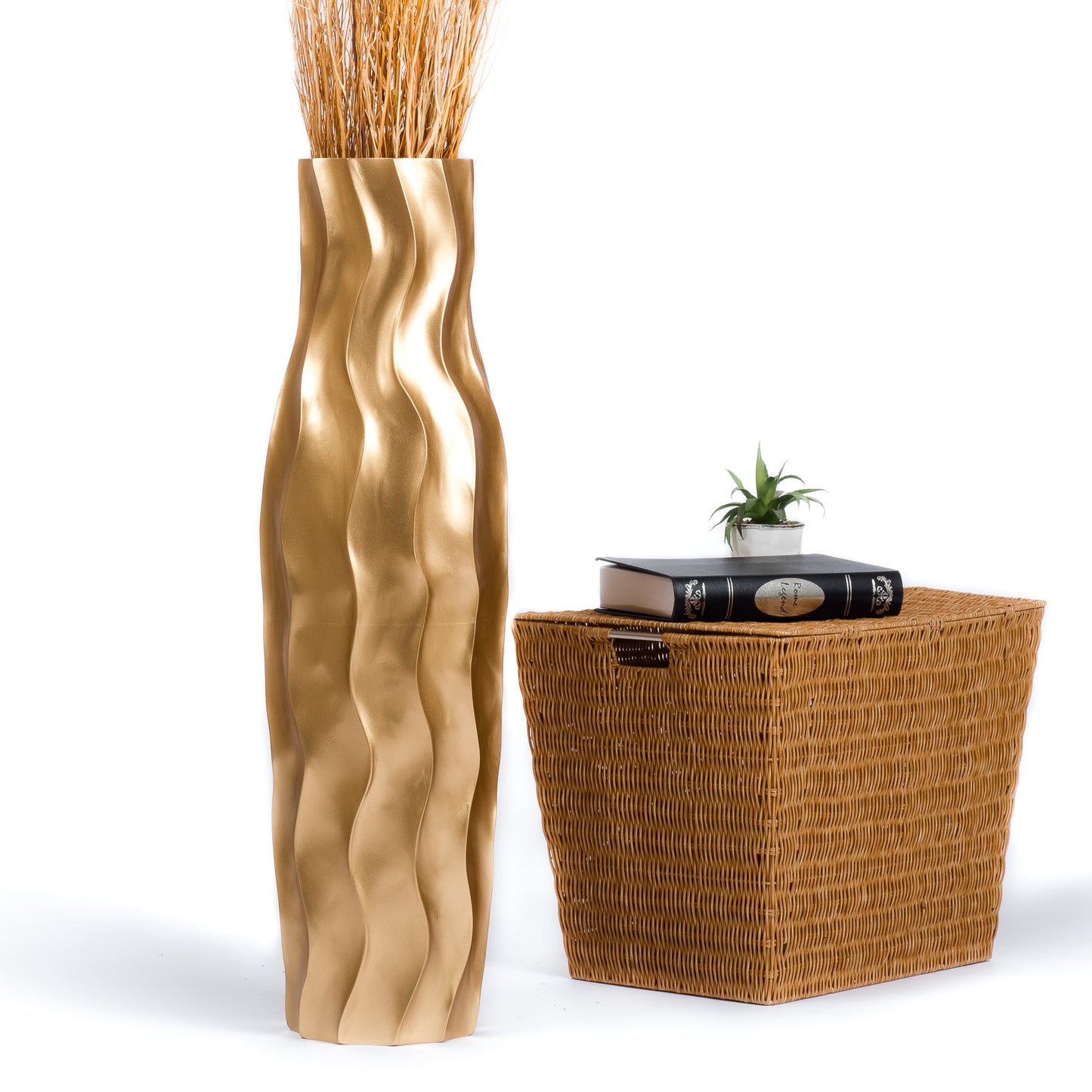 Large Mango Wood Floor Vase – Handcrafted Decorative Highlight from Thailand, 85 cm