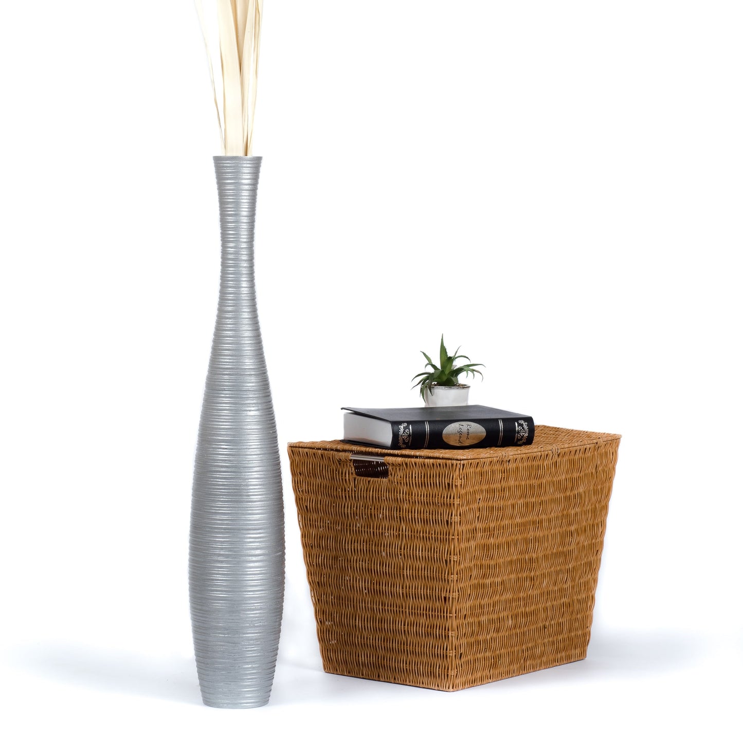 Large Mango Wood Floor Vase – Handcrafted Decorative Highlight from Thailand, 85 cm