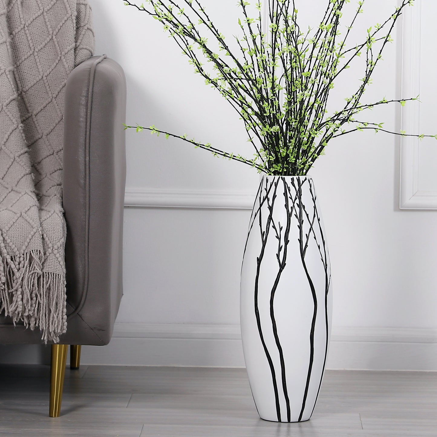 Large Resin Floor Vase – Stylish Waterproof Vase for Fresh & Dried Flowers, 47 cm