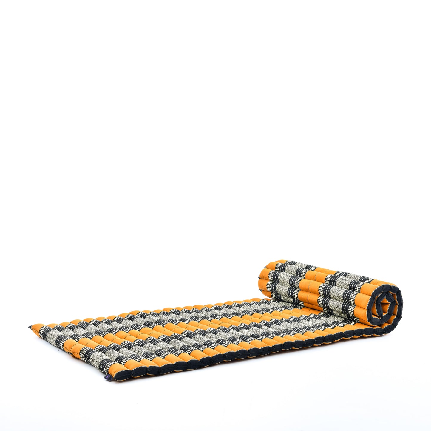 Kapok Roll-Up Mattress – Foldable Sleeping & Relax Mat with Cotton Cover for Home & Outdoor Use, Sf03 - Black, Orange, M: 190x70 cm