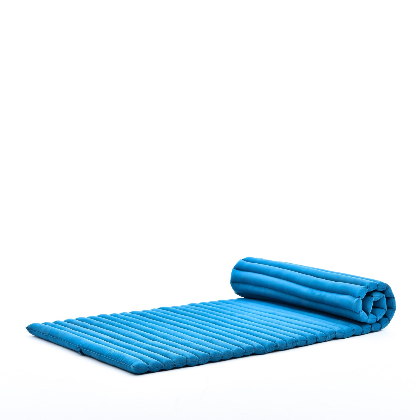 Kapok Roll-Up Mattress – Foldable Sleeping & Relax Mat with Cotton Cover for Home & Outdoor Use, Cl22 - Light Blue, M: 190x70 cm
