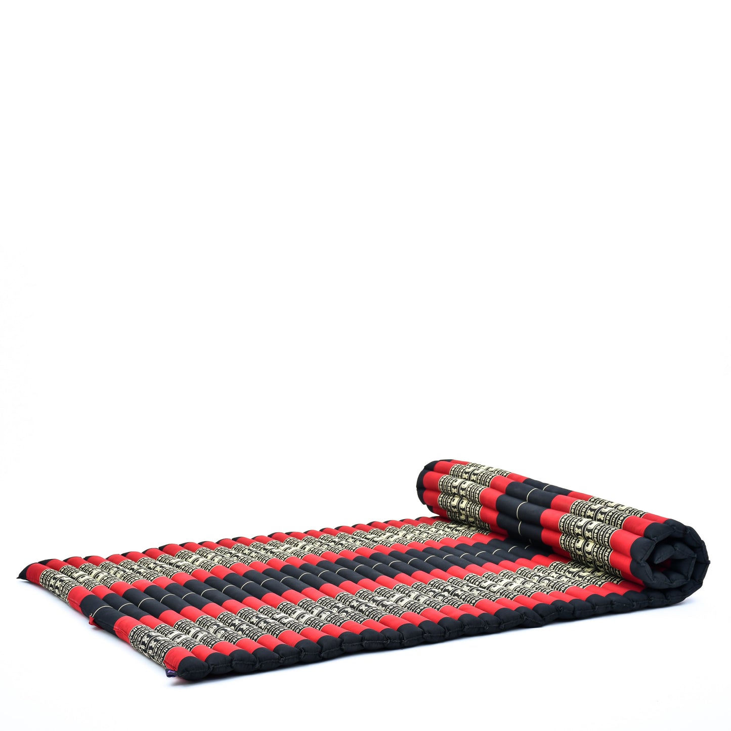 Kapok Roll-Up Mattress – Foldable Sleeping & Relax Mat with Cotton Cover for Home & Outdoor Use, Sf13 - Red, Black, L: 190x100 cm