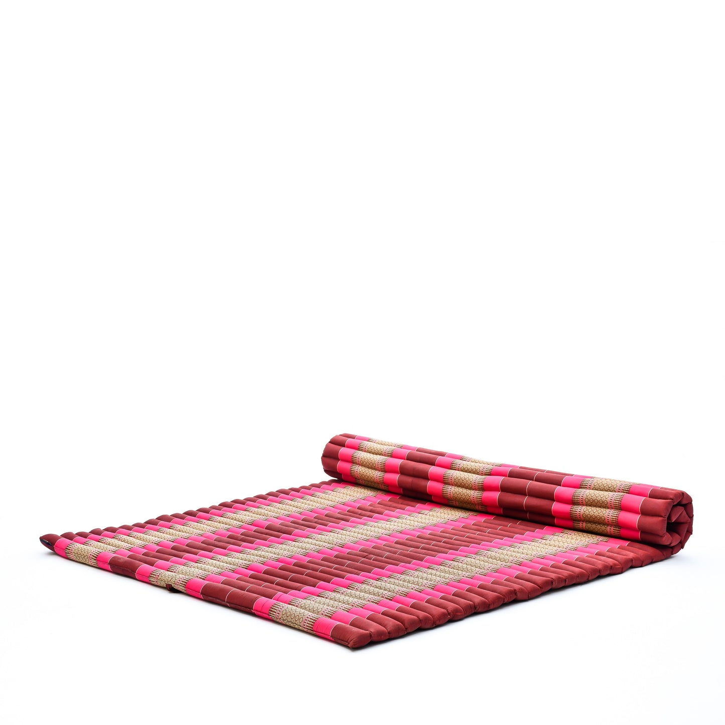 Kapok Roll-Up Mattress – Foldable Sleeping & Relax Mat with Cotton Cover for Home & Outdoor Use, Sf29 - Auburn, Pink, XL: 190x145 cm