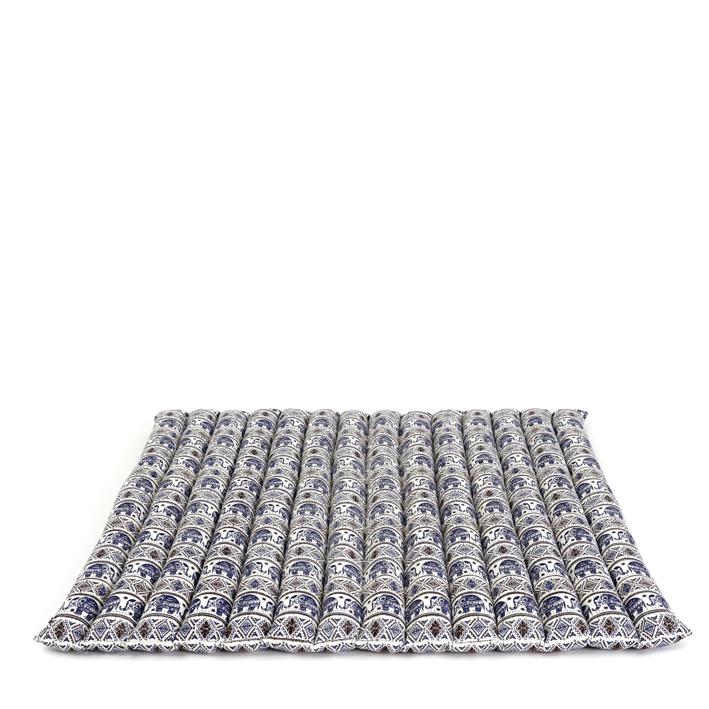 Large Kapok Zabuton Meditation Cushion – Rectangular Floor Mat with Cotton Cover, El1 - Blue