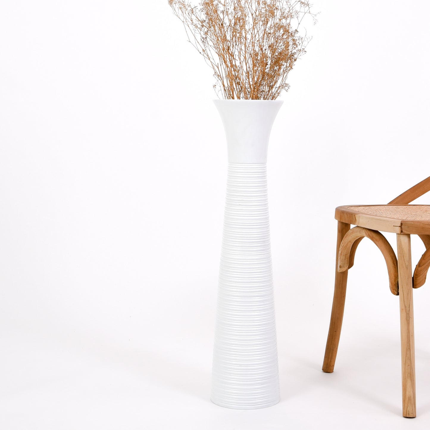 Large Mango Wood Floor Vase – Handcrafted Decorative Highlight from Thailand, 65 cm