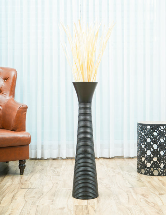 Large Mango Wood Floor Vase – Handcrafted Decorative Highlight from Thailand, 85 cm