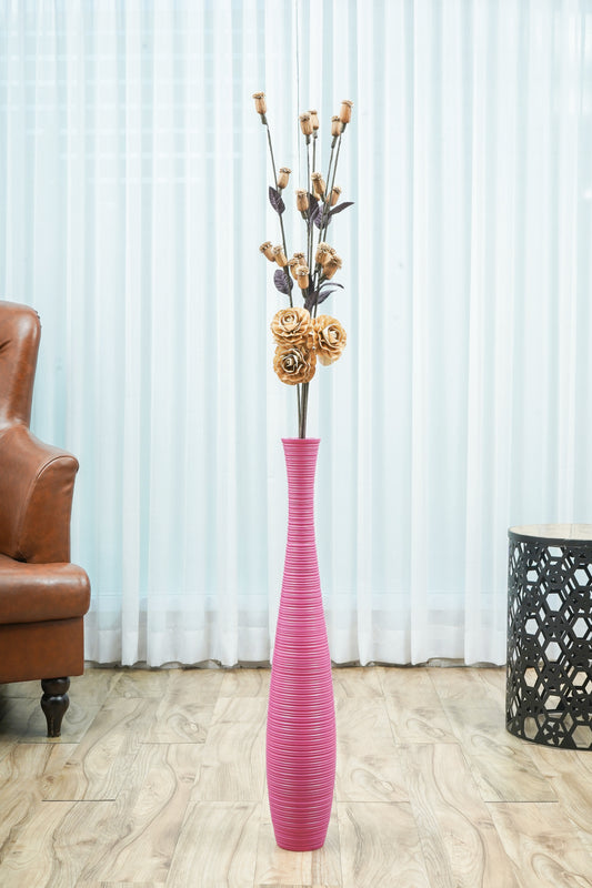 Large Mango Wood Floor Vase – Handcrafted Decorative Highlight from Thailand, 65 cm