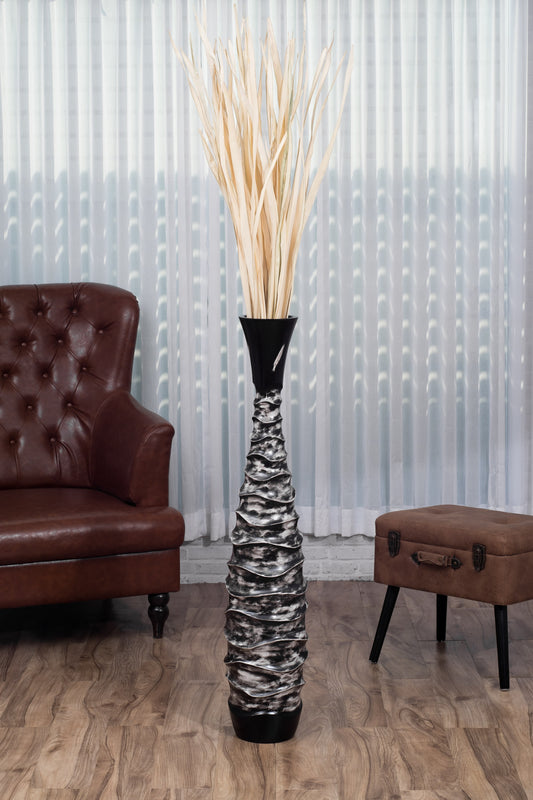 Large Mango Wood Floor Vase – Handcrafted Decorative Highlight from Thailand, 105 cm
