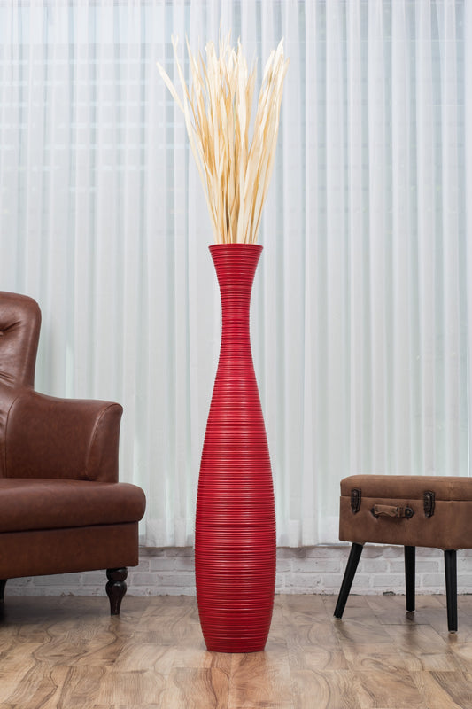 Large Mango Wood Floor Vase – Handcrafted Decorative Highlight from Thailand, 105 cm