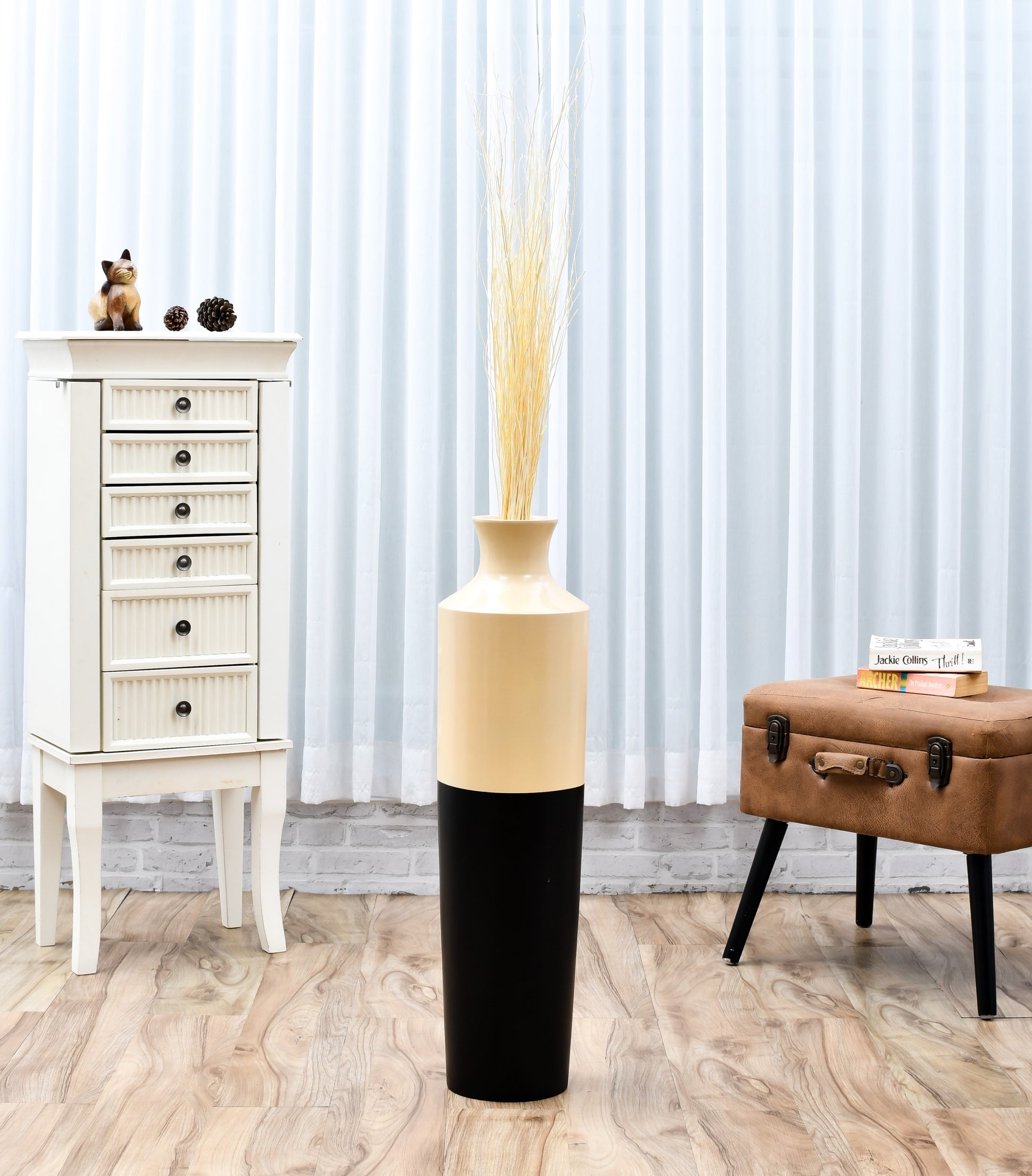 2-Pack Rattan Sticks for Floor Vases – Natural Decorative Twigs ( 8 per Bundle), ecru, Rattan Branches