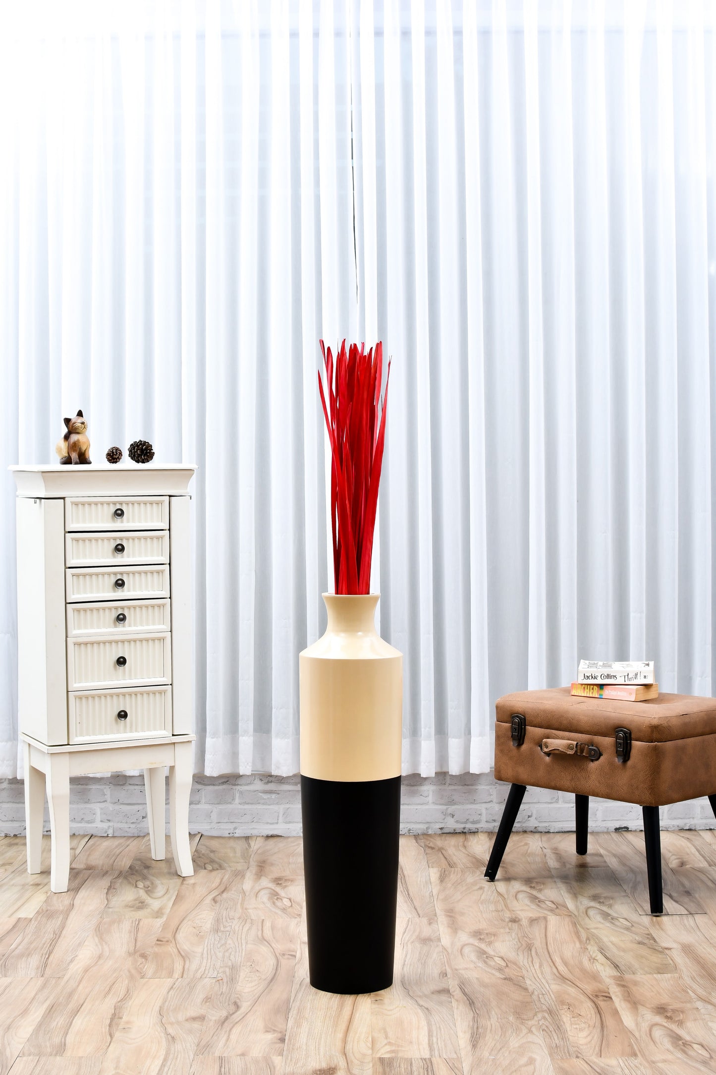 2-Pack Rattan Sticks for Floor Vases – Natural Decorative Twigs ( 8 per Bundle), red, Palm Leaf