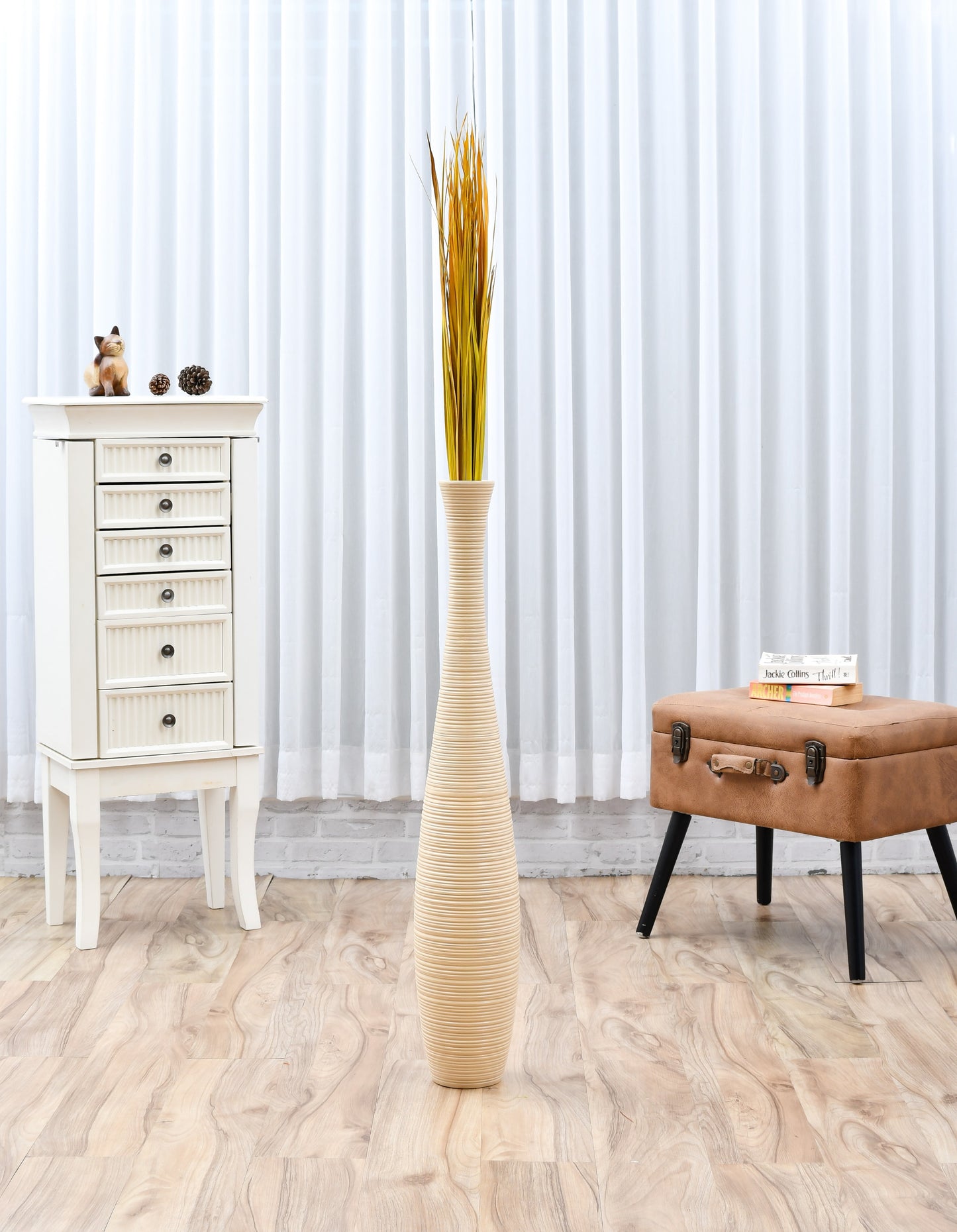 2-Pack Rattan Sticks for Floor Vases – Natural Decorative Twigs ( 8 per Bundle), yellow, Dried Grass