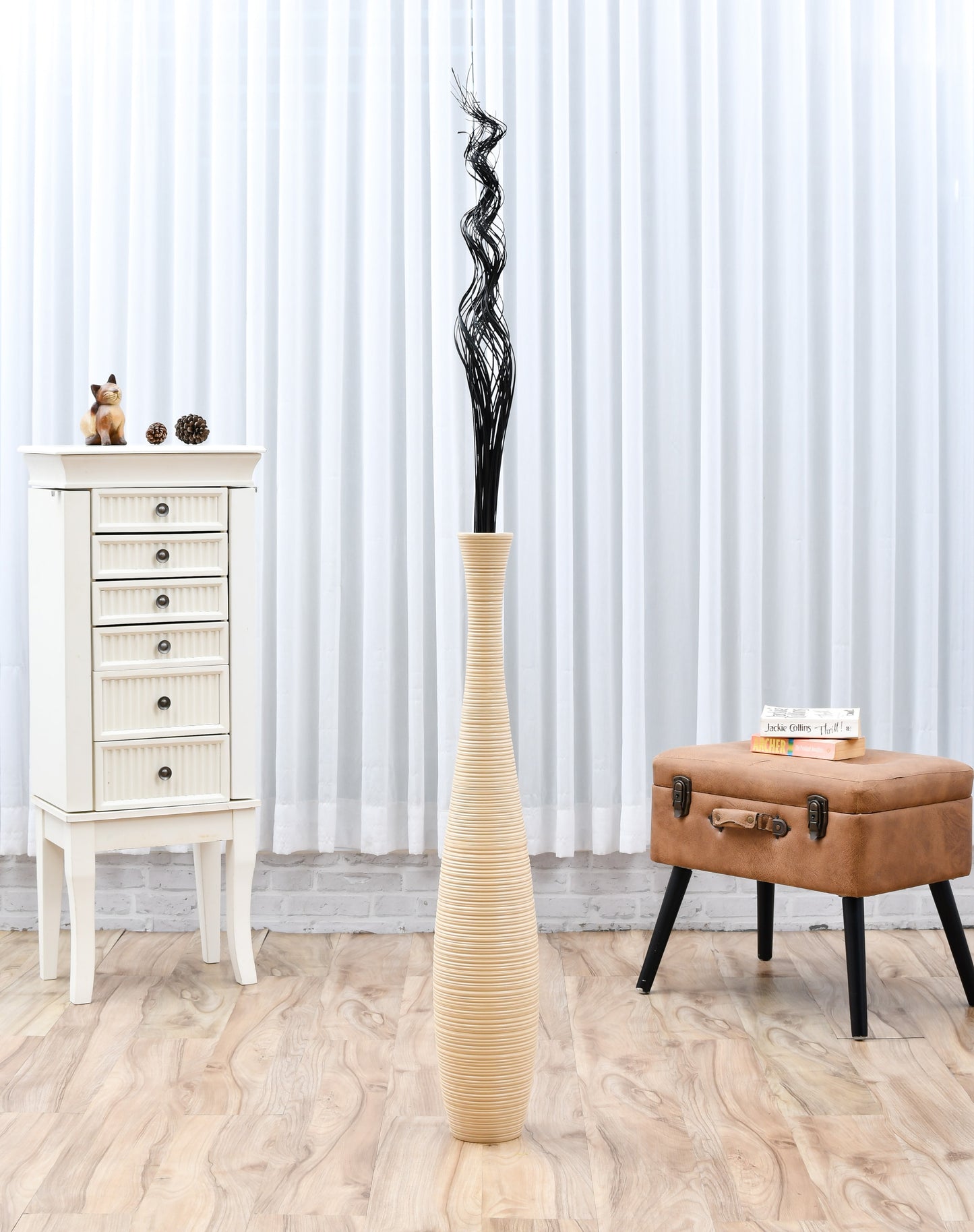 2-Pack Rattan Sticks for Floor Vases – Natural Decorative Twigs ( 8 per Bundle), black brown, Branches