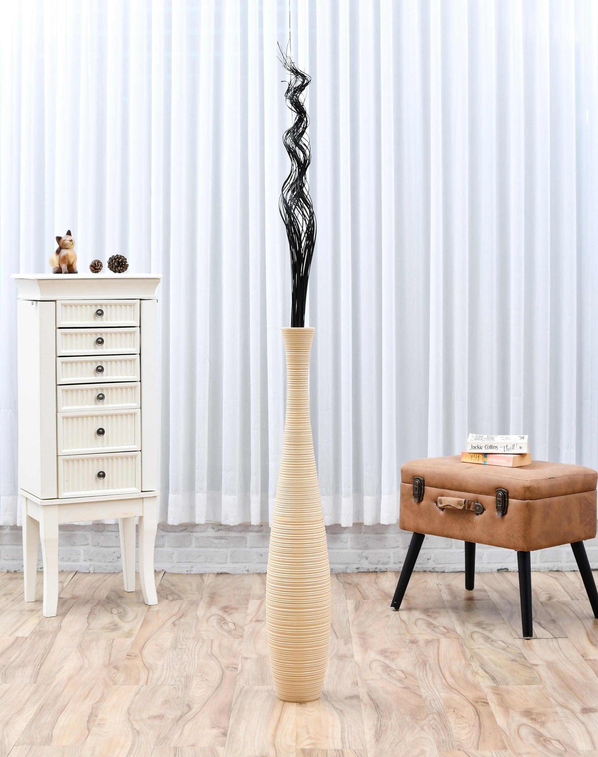 2-Pack Rattan Sticks for Floor Vases – Natural Decorative Twigs ( 8 per Bundle), black brown, Branches