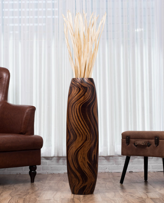 Large Mango Wood Floor Vase – Handcrafted Decorative Highlight from Thailand, 85 cm