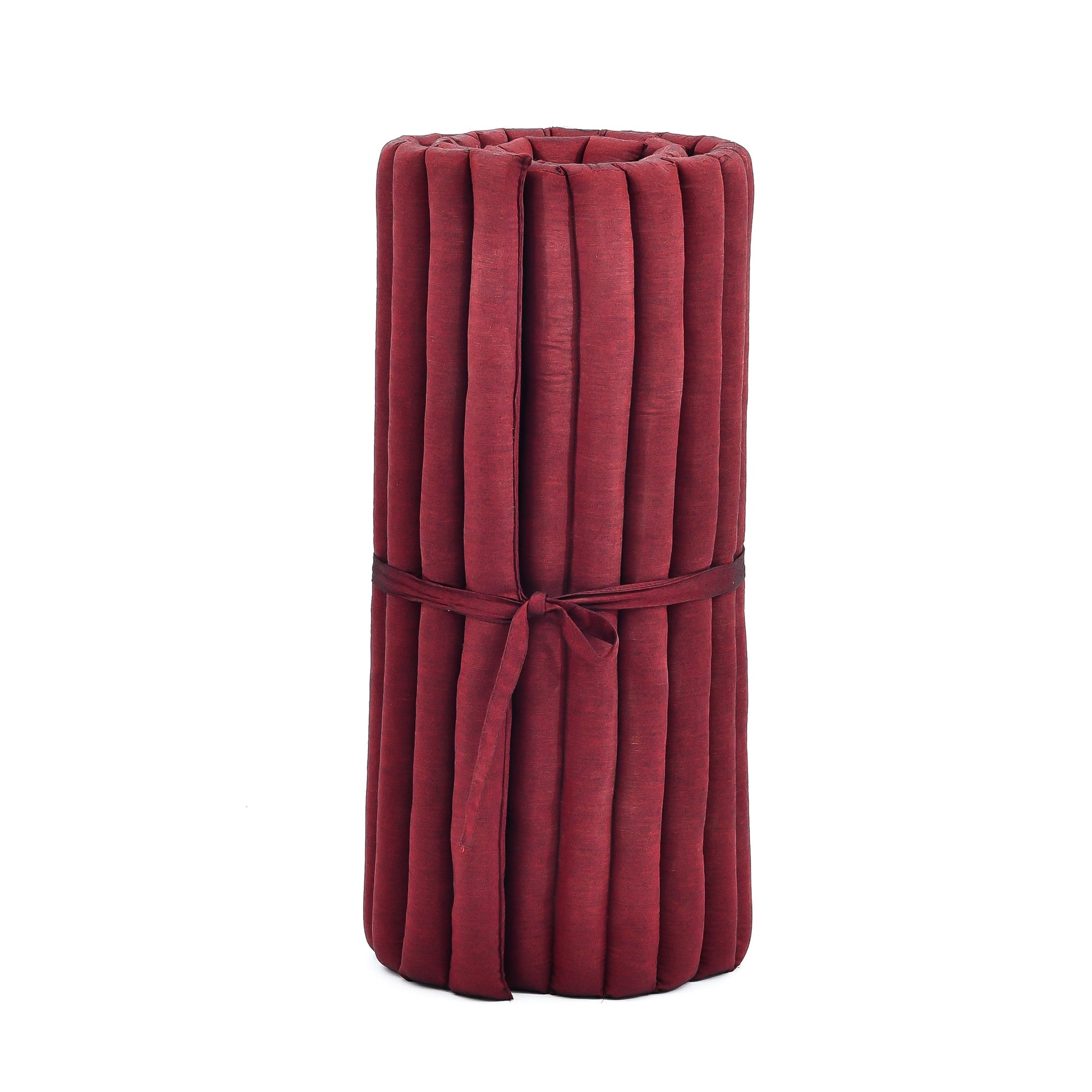 Kapok Roll-Up Mattress – Foldable Sleeping & Relax Mat with Cotton Cover for Home & Outdoor Use, Cl24 - Red, M: 190x70 cm