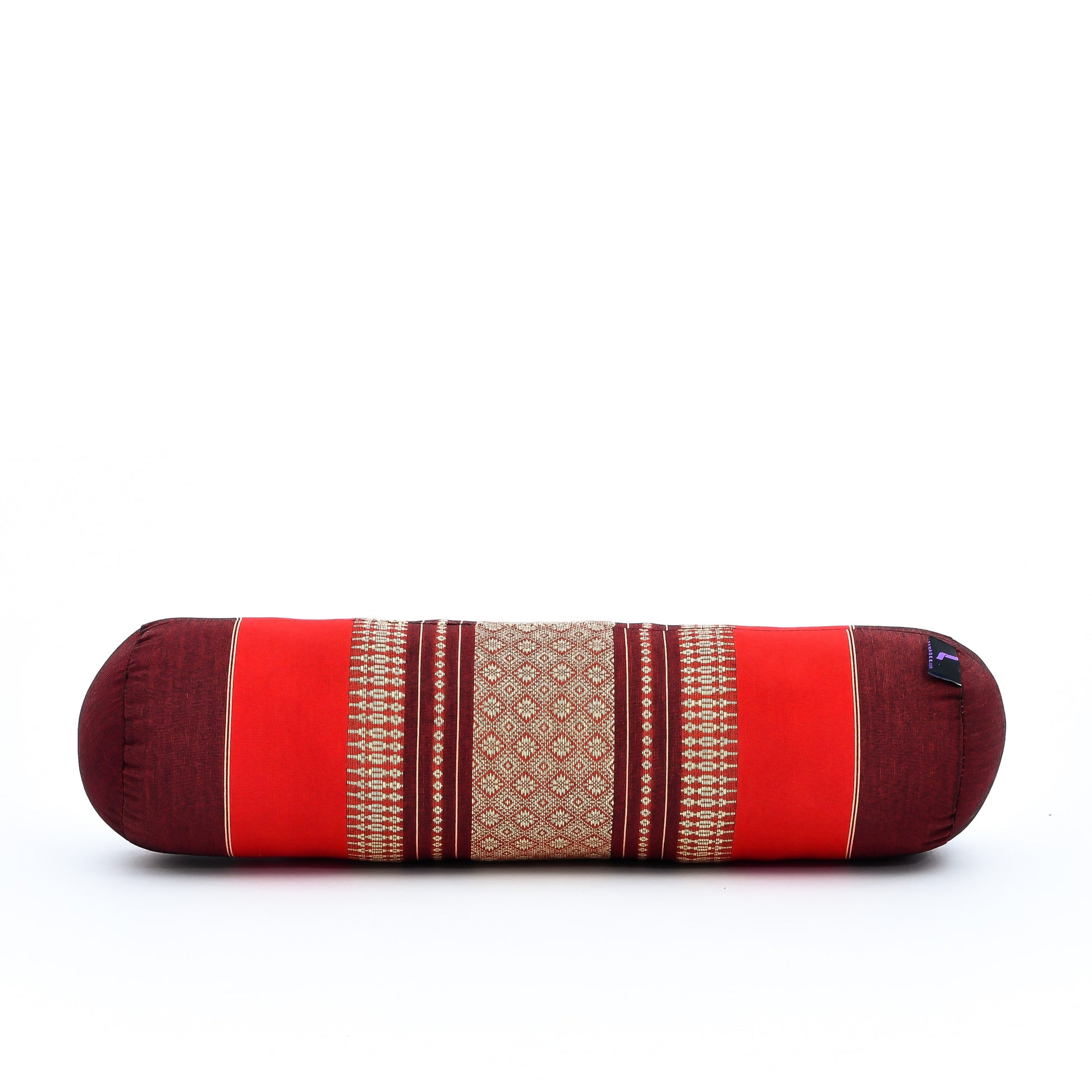 Yoga Roll Cushion – Compact Kapok Bolster & Meditation Pillow with Cotton Cover, Sf24 - Red, Brown