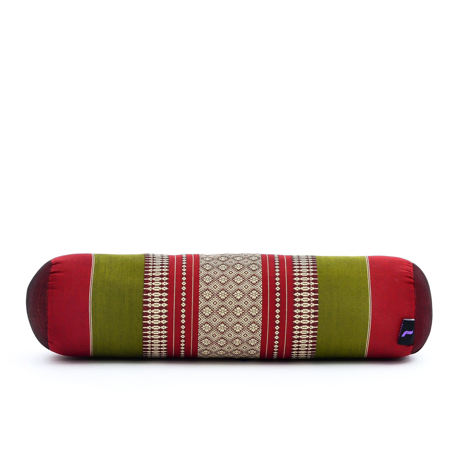 Yoga Roll Cushion – Compact Kapok Bolster & Meditation Pillow with Cotton Cover, Sf11 - Red, Green