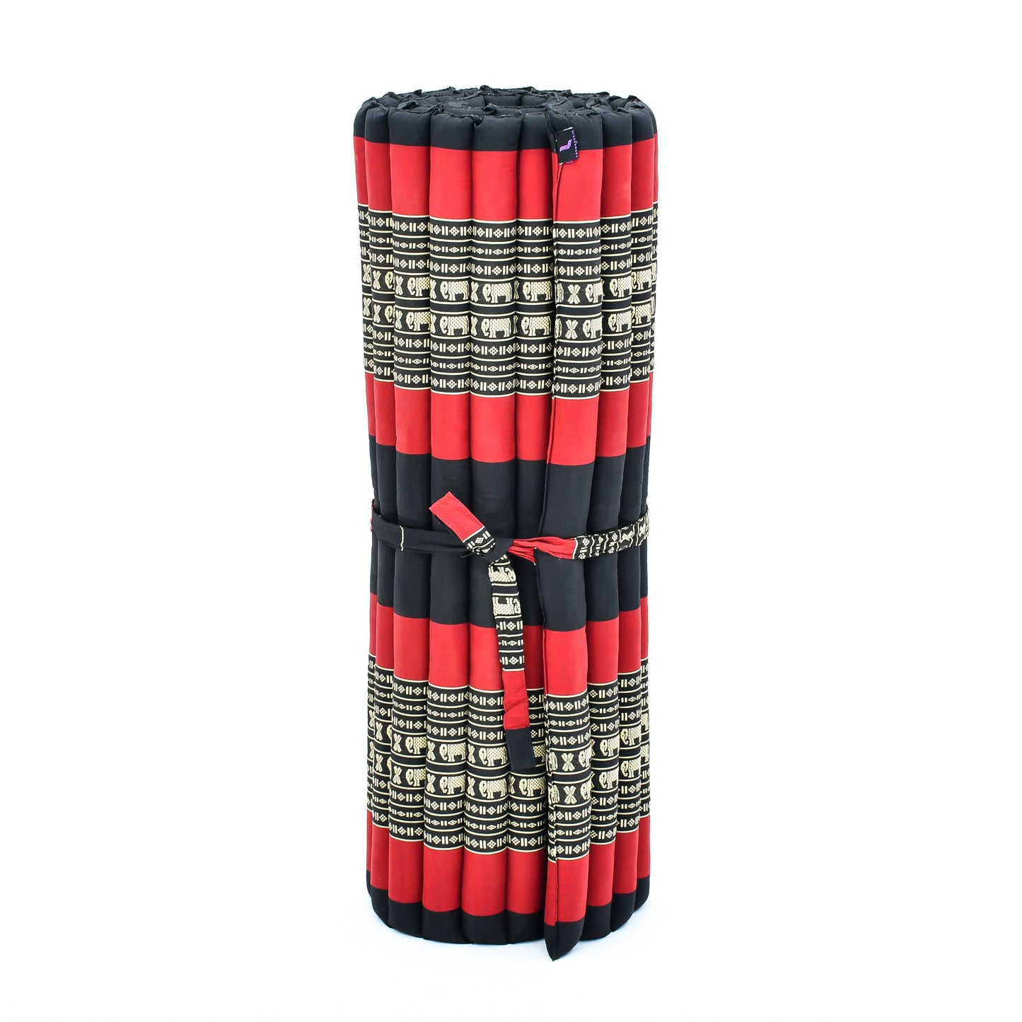 Kapok Roll-Up Mattress – Foldable Sleeping & Relax Mat with Cotton Cover for Home & Outdoor Use, Sf13 - Red, Black, L: 190x100 cm