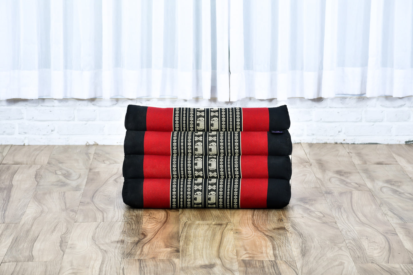 Triangular Kapok Backrest Cushion – Firm Thai Reading Pillow with Cotton Cover in Plain or Patterned Designs, Sf13 - Red, Black, triangle cushion