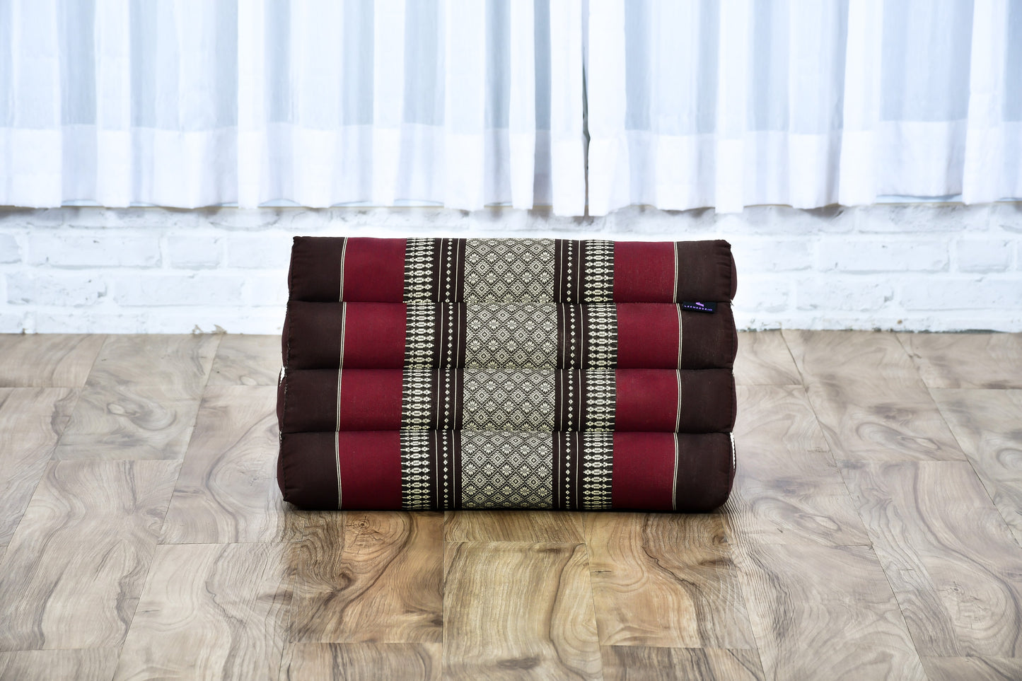 Triangular Kapok Backrest Cushion – Firm Thai Reading Pillow with Cotton Cover in Plain or Patterned Designs, Sf19 - Red, Brown, triangle cushion