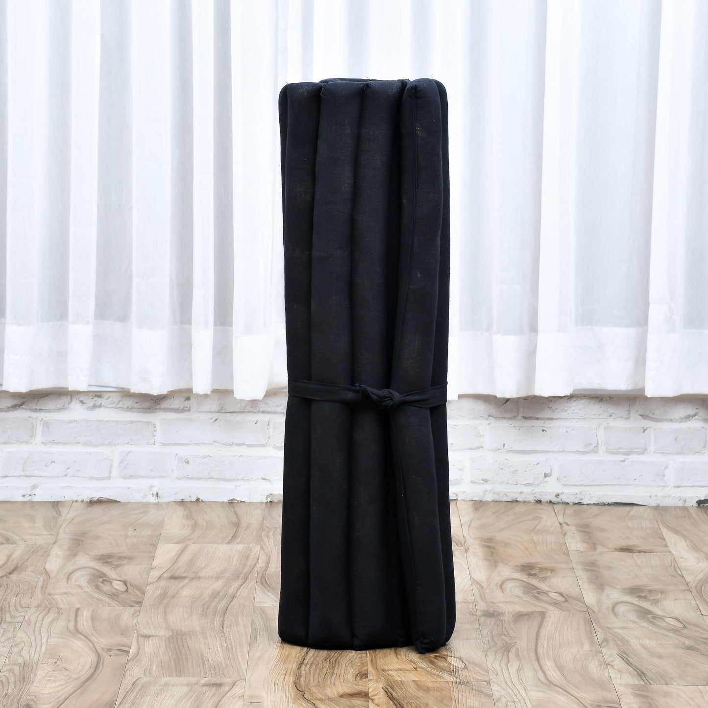 Large Kapok Zabuton Meditation Cushion – Rectangular Floor Mat with Cotton Cover, Cl02 - Black