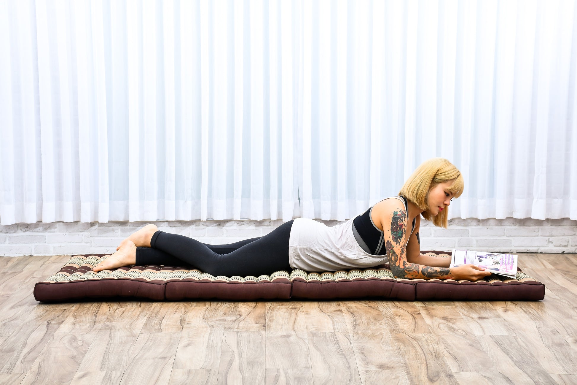 Kapok Folding Mattress – Thick Cotton Padded Guest Bed for Home, Sleeping & Mindfulness Corner, Sf10 - Brown, M: 200x70 cm