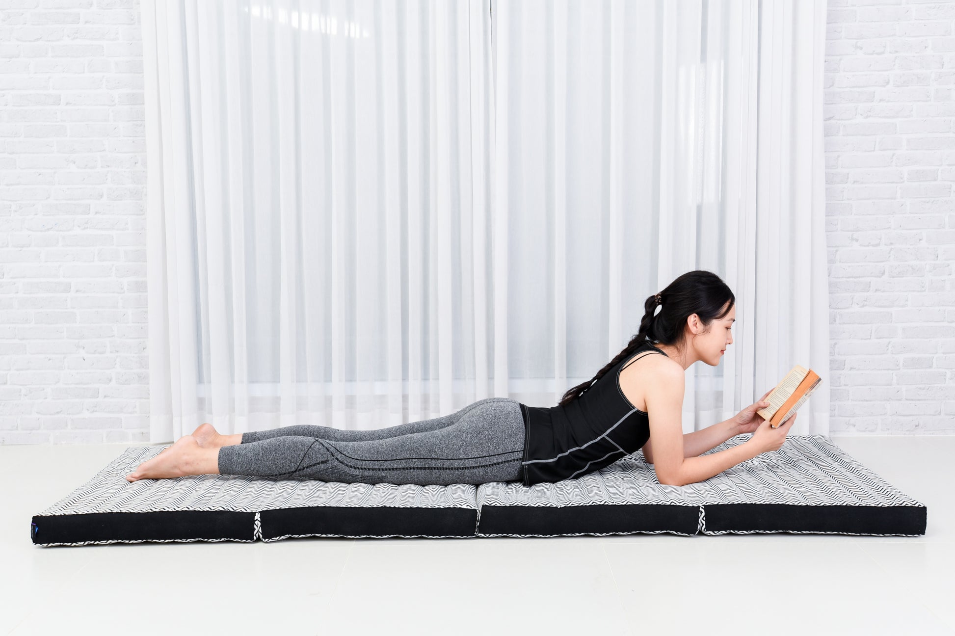 Kapok Folding Mattress – Thick Cotton Padded Guest Bed for Home, Sleeping & Mindfulness Corner, Cbt5 - Black, M: 200x70 cm