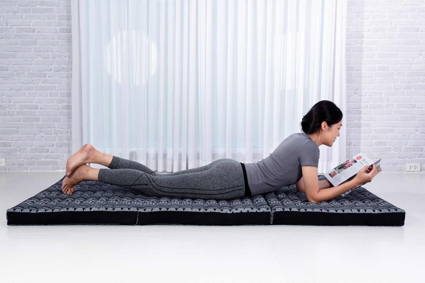 Kapok Folding Mattress – Thick Cotton Padded Guest Bed for Home, Sleeping & Mindfulness Corner, Cbt3 - Black, L: 200x100 cm