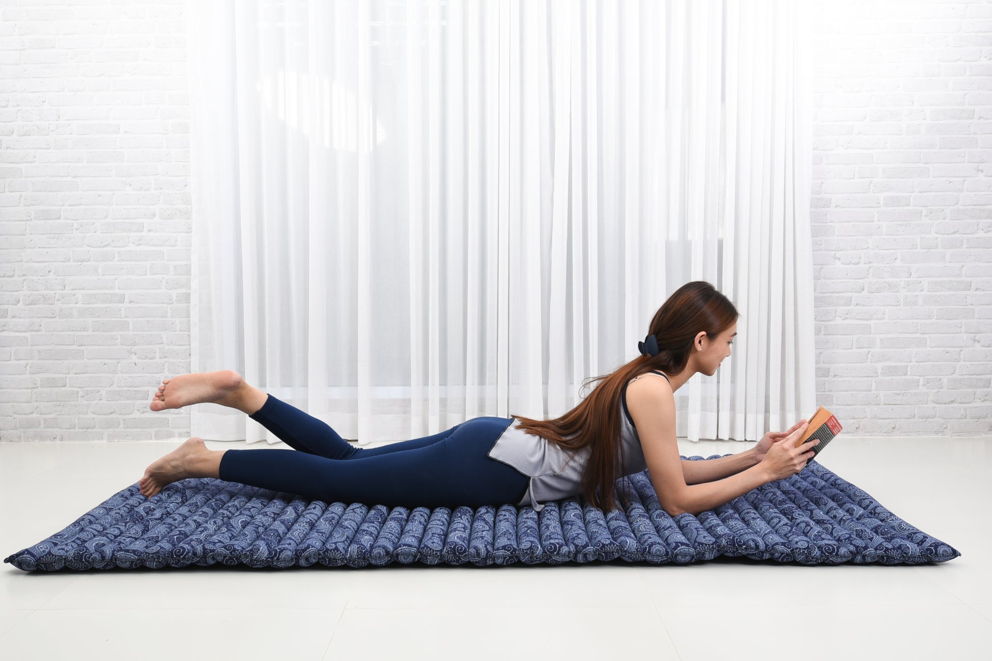 Kapok Roll-Up Mattress – Foldable Sleeping & Relax Mat with Cotton Cover for Home & Outdoor Use, Cbt1 - Blue, M: 190x70 cm