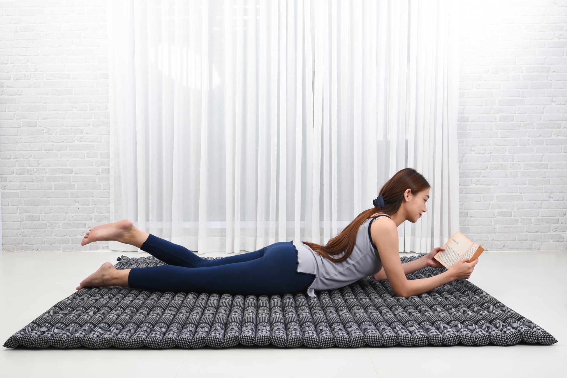 Kapok Roll-Up Mattress – Foldable Sleeping & Relax Mat with Cotton Cover for Home & Outdoor Use, Cbt3 - Black, XL: 190x145 cm