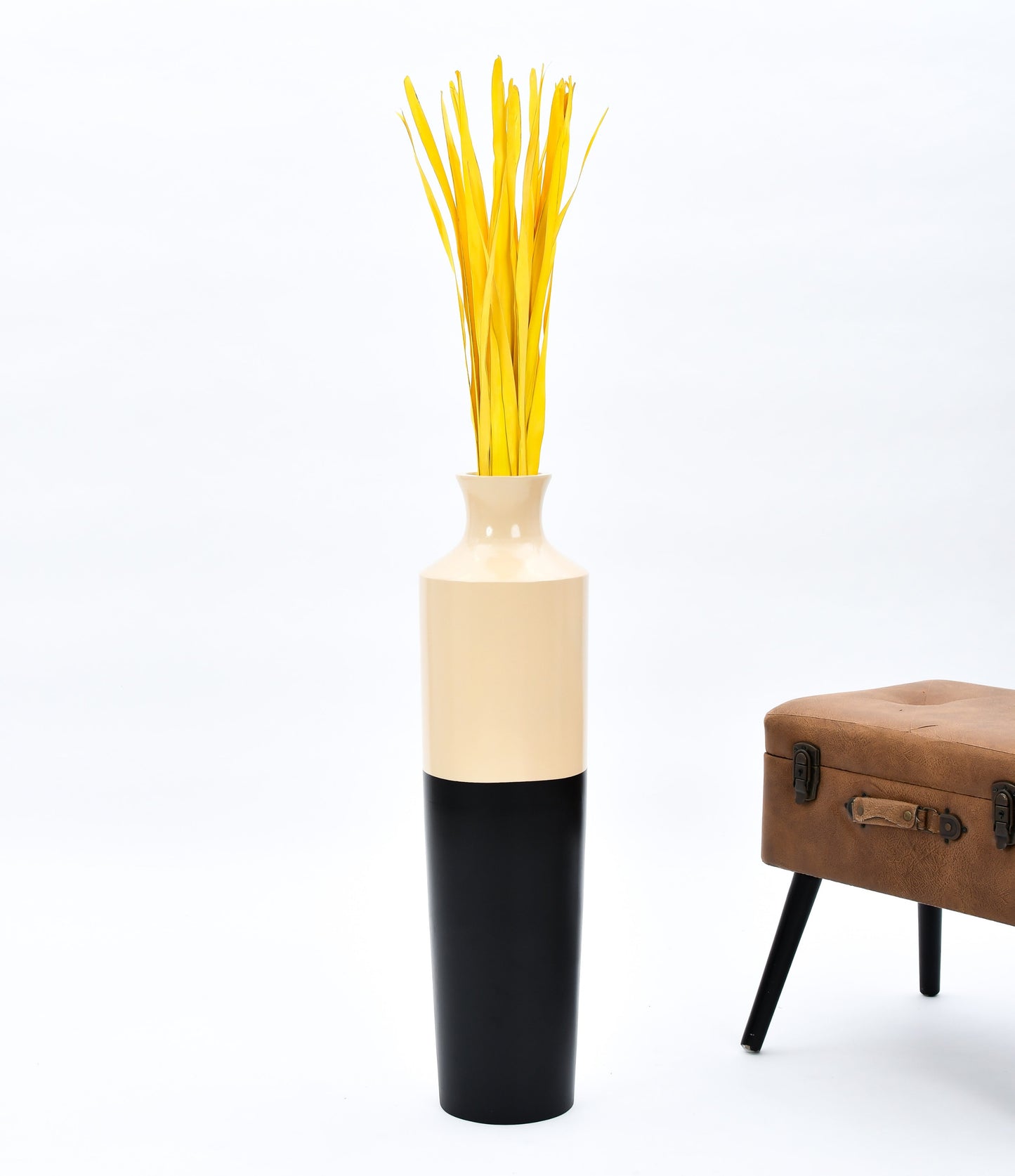 2-Pack Rattan Sticks for Floor Vases – Natural Decorative Twigs ( 8 per Bundle), yellow, Palm Leaf