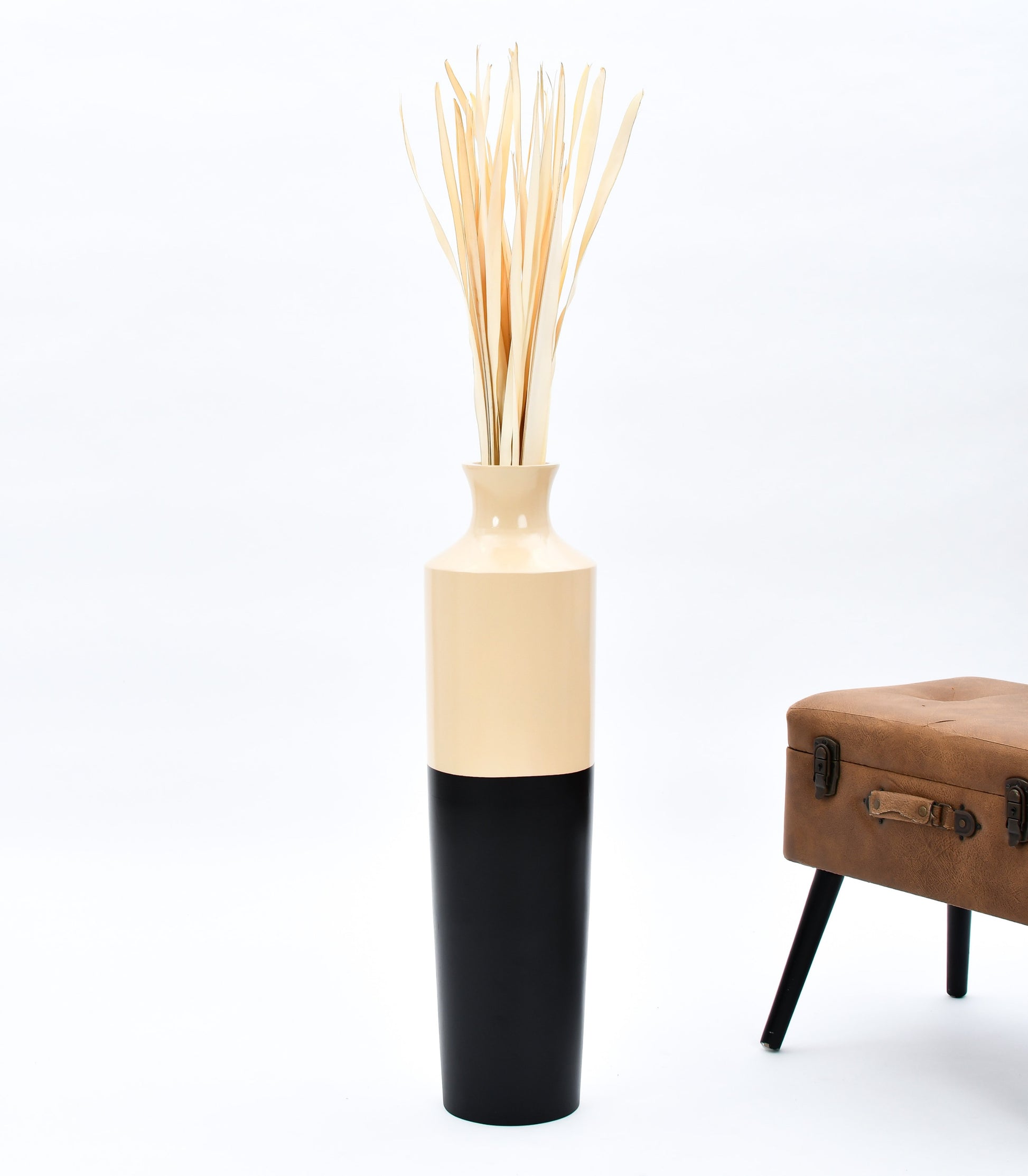 2-Pack Rattan Sticks for Floor Vases – Natural Decorative Twigs ( 8 per Bundle), ecru, Palm Leaf