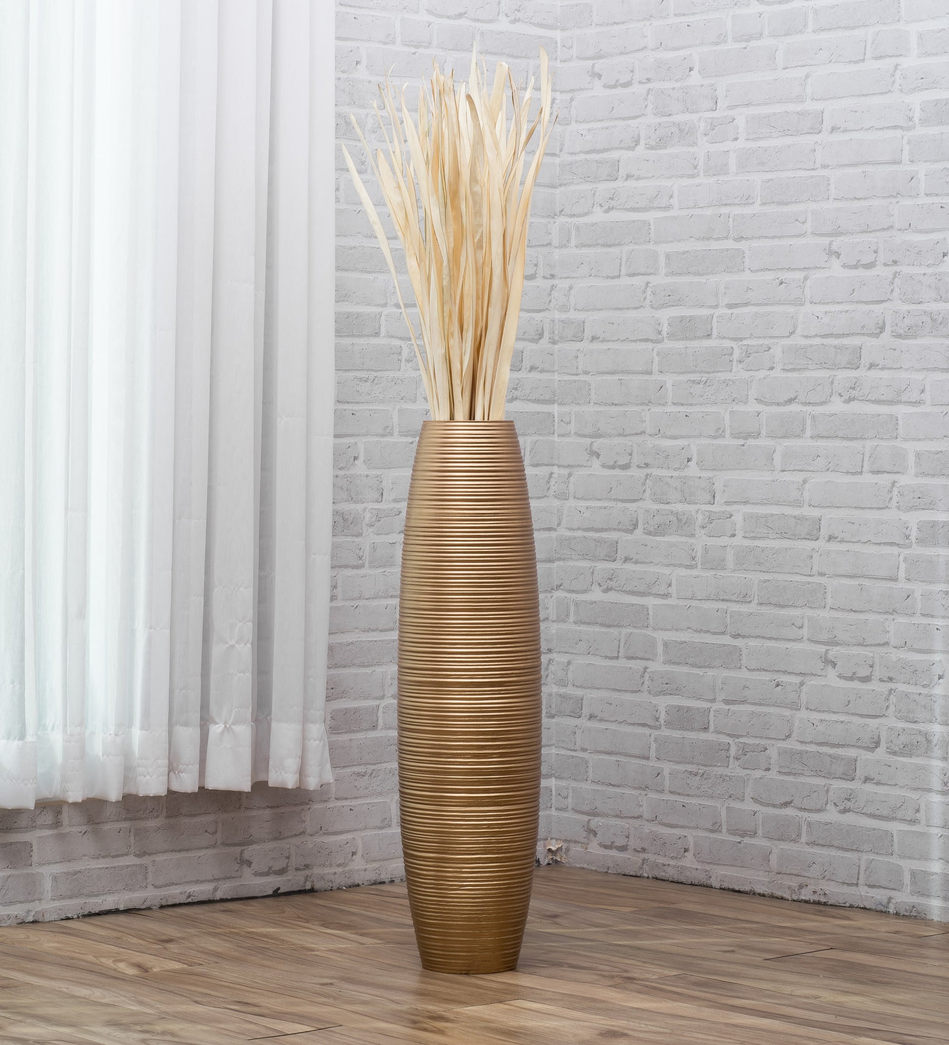 Large Mango Wood Floor Vase – Handcrafted Decorative Highlight from Thailand, 65 cm
