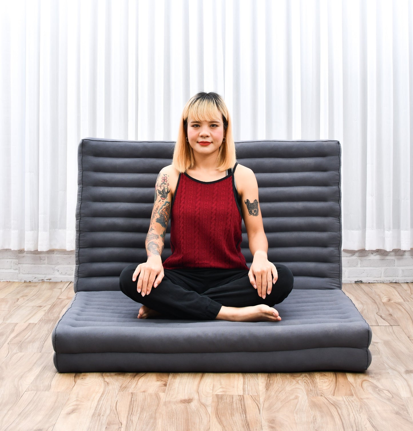 Kapok Folding Mattress – Thick Cotton Padded Guest Bed for Home, Sleeping & Mindfulness Corner, Cl13 - Grey, L: 200x100 cm