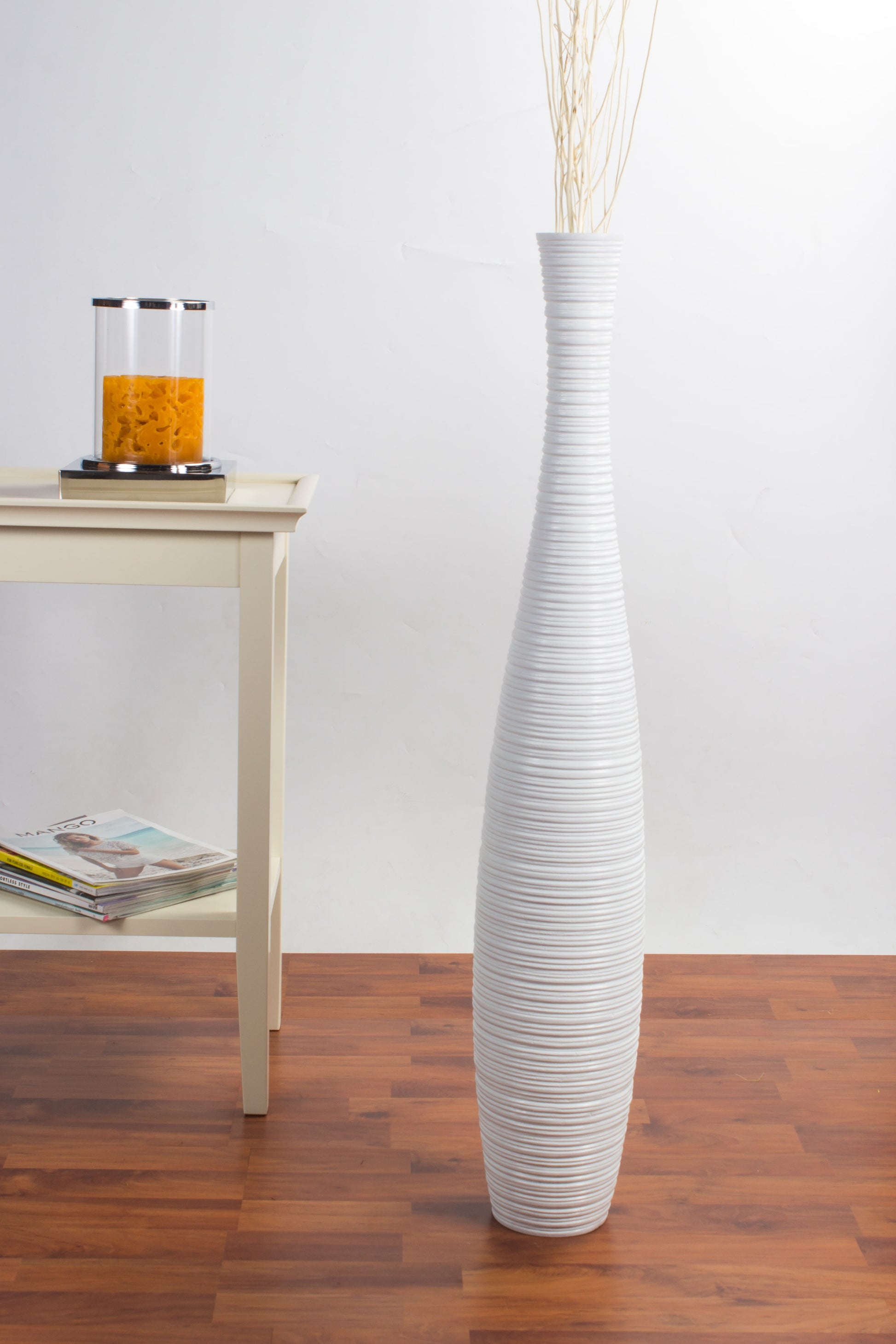 Large Mango Wood Floor Vase – Handcrafted Decorative Highlight from Thailand, 85 cm