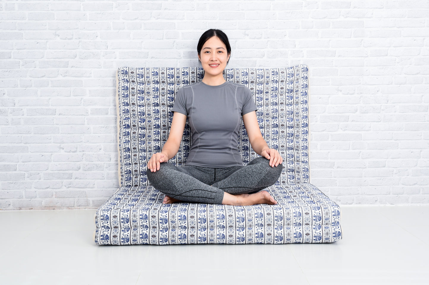 Kapok Folding Mattress – Thick Cotton Padded Guest Bed for Home, Sleeping & Mindfulness Corner, El1 - Blue, L: 200x100 cm