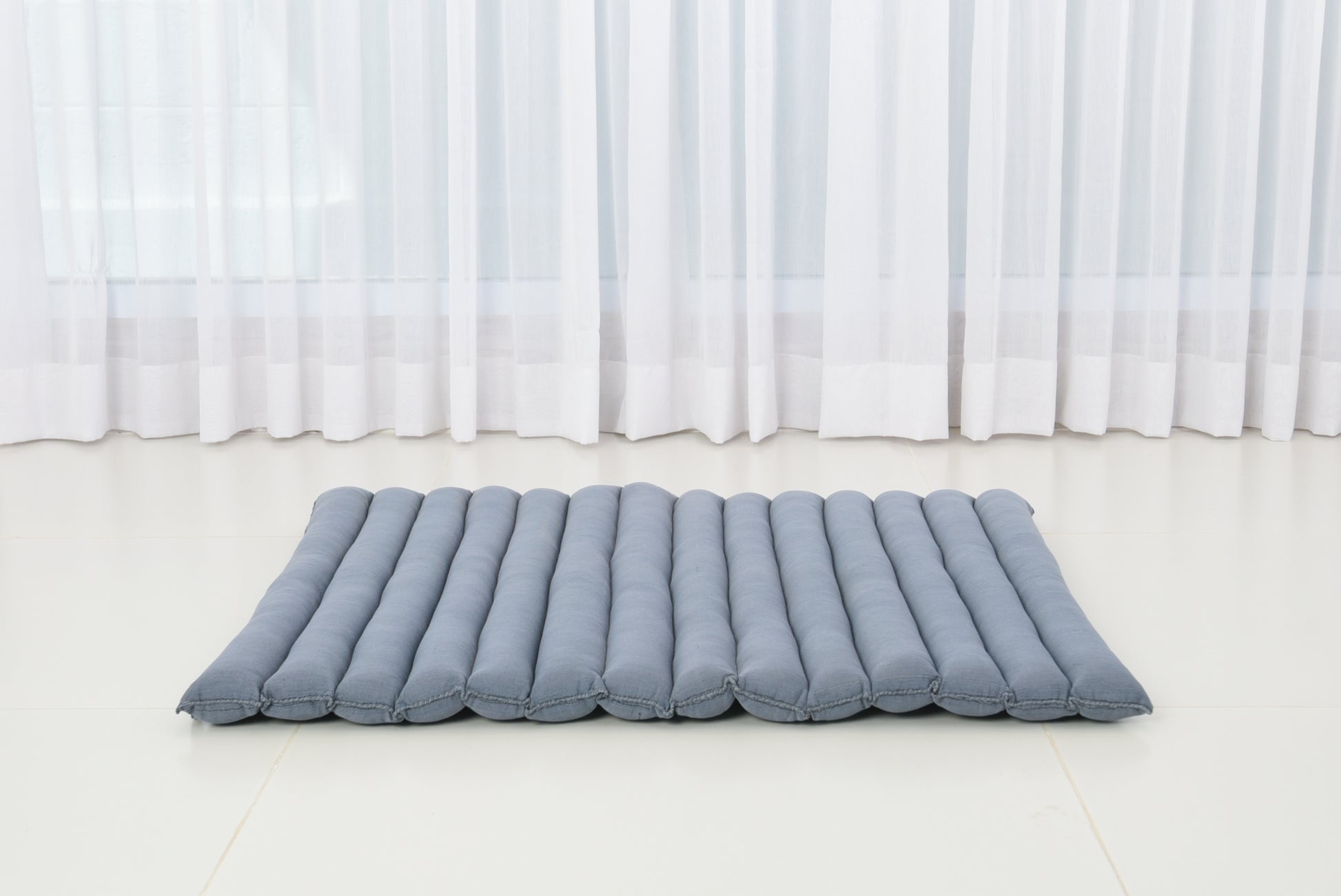 Large Kapok Zabuton Meditation Cushion – Rectangular Floor Mat with Cotton Cover, Cl13 - Grey